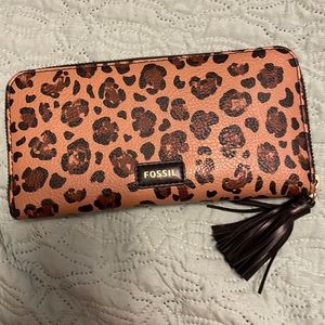 Fossil leopard print large wallet